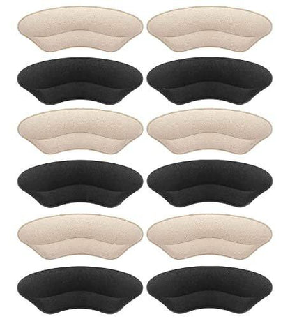 Heel Grips Liner Cushions Inserts for Loose Shoes, Heel Pads Snugs for Shoe Too Big Men Women, Filler Improved Shoe Fit and Comfort, Prevent Heel Slip and Blister (Pale Apricot+Black(6 Pairs))