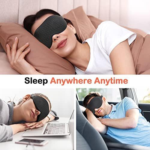 INNELO Sleep Mask for Side Sleeper, Eye Mask Sleeping Women Men, 100% Light Blocking 3D Contoured Cup Sleeping Mask Soft No Eye Pressure Cover Blindfold Night Shade for Travel Nap Yoga, Black - görsel 10