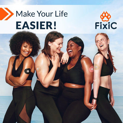 FixiC – Adhesive Patches for G7 & Stelo – 25 Pack Premium Waterproof Adhesive Patches – Pre-Cut Back Paper – Adhesive Patch for G7 – Long Fixation! (Transparent)
