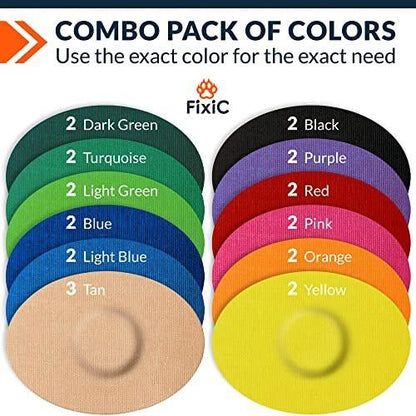 Fixic Freestyle Adhesive Patches 25 PCS – Good for Libre 1, 2, 3 & Plus – G7 & Stelo – Guardian – Waterproof Adhesive Bandages – Pre-Cut Back Paper – Long Fixation for Your Sensor! (Multi-Color)