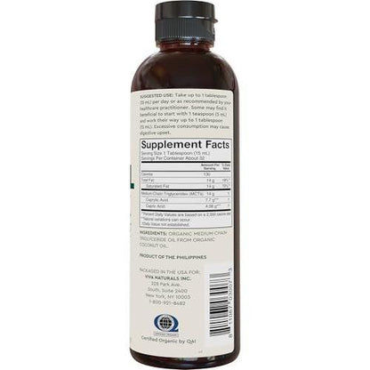 Viva Naturals Organic MCT Oil, 16 fl oz – USDA Organic, Non-GMO, Paleo & Keto Friendly, Supports Energy & Mental Clarity