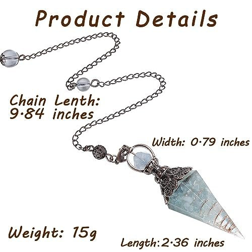 MAIBAOTA Pendulum Crystal, Natural Aquamarine Crystal Pendulums for Dowsing, Spiritual Pointed Crystals for Witchcraft Supplies, Divination Tools - görsel 11