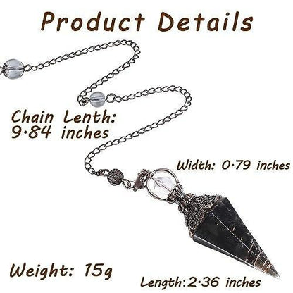 MAIBAOTA Pendulum Crystal, Natural Black Obsidian Crystal Pendulums for Dowsing, Spiritual Pointed Crystals for Witchcraft Supplies, Divination Tools