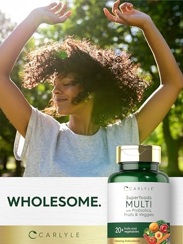 Carlyle Fruits and Veggies Supplement | 120 Count | Superfood Multivitamin with Probiotics | Made with 20 Fruits and Vegetables | Non-GMO & Gluten Free - görsel 1