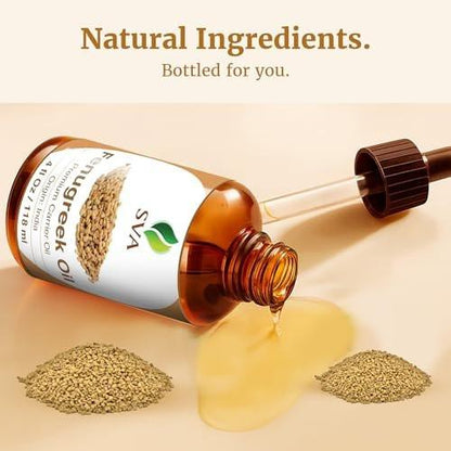 SVA Fenugreek Oil 4oz (118ml) Premium Carrier Oil with Dropper for Hair Care, Hair Oiling, Scalp Massage & Skin Care