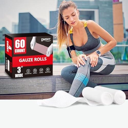 DMSKY Gauze Rolls 60 Pack, 3 in x 4.1 Yards, Individually Wrapped Breathable Rolled Gauze, Premium Bandage Wrap Vet Wrap, Mummy Wraps - görsel 13