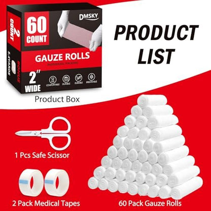 DMSKY Gauze Rolls 90 Pack, 4 in x 4.1 Yards, – Item Dimensions: 4.1 x 1.1 x 1.1 inches (per roll package) – Image 11