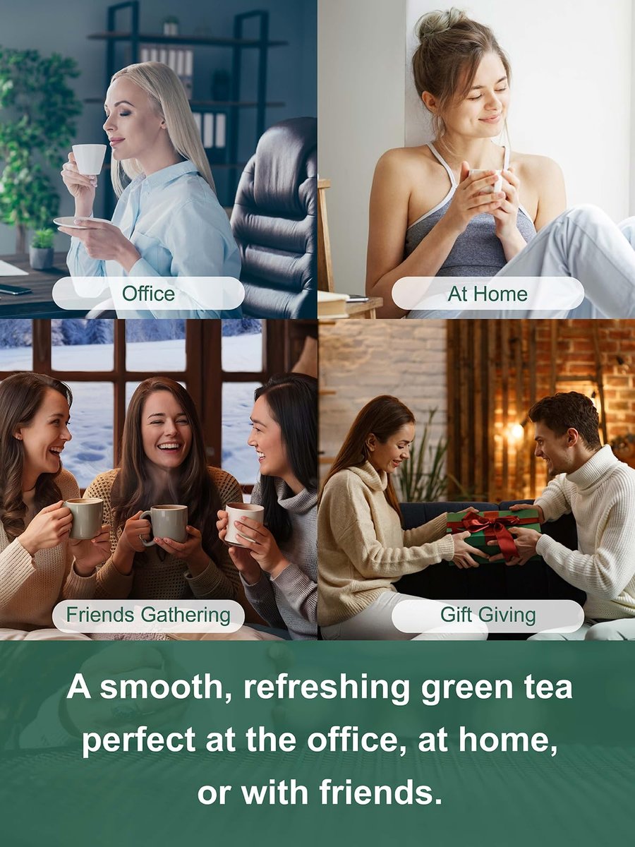 TeeLux Green Tea Bags, Natural Pure Green Tea, Super Antioxidant, Caffeinated, 100 Count Tea Bags to Support Overall Health - görsel 10