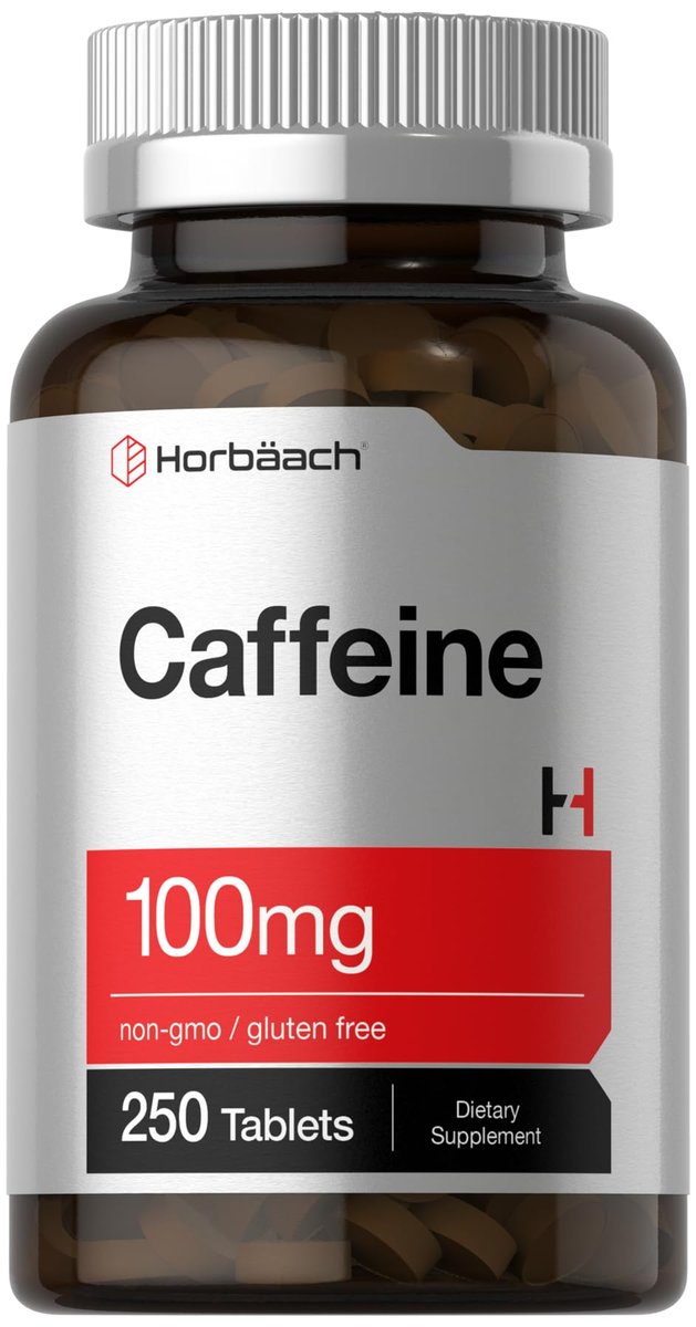 Horbäach Caffeine Pills 100mg | 250 Tablets | Vegetarian Formula | Non-GMO, Gluten Free Supplement - görsel 2