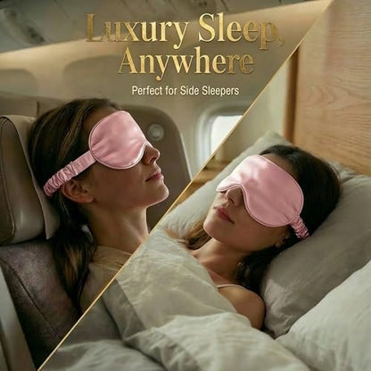 MATASSE 100% Mulberry Silk Sleep Mask 22 Momme Grade 6A - 3D Contoured Eye Mask for Sleeping, 14mm Deep Eye Cups, Total Blackout Blindfold for Women Men, Adjustable Strap, Side Sleeper