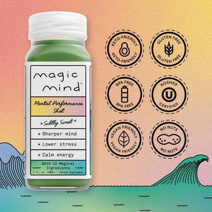 Magic Mind Original Energy & Focus Nootropic Shot, Lion's Mane, Ashwagandha & Citicoline, Cognitive Support & Mental Performance, Nano-Encapsulated for 5x Absorption, 2oz (5 Pack)