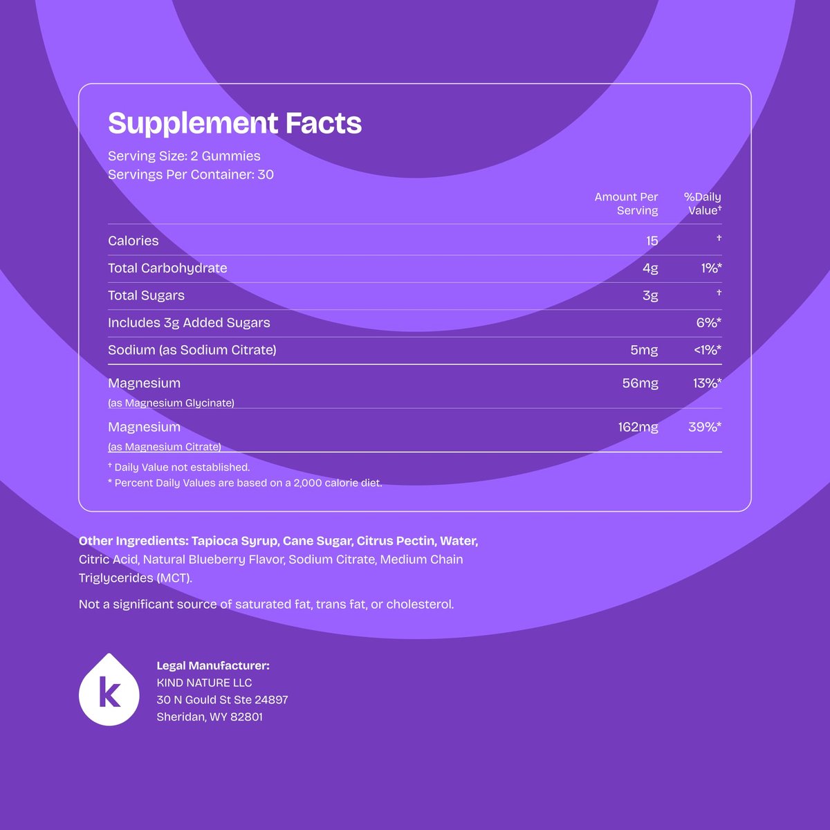 kindnature Magnesium Glycinate & Citrate – Serving Size: 2 gummies – Image 8