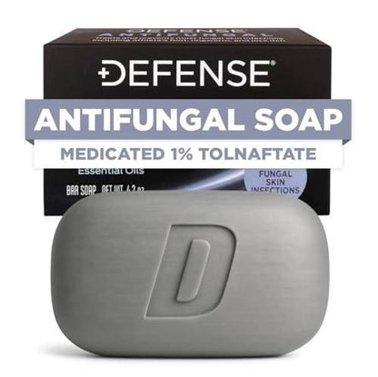 Defense Antifungal Bar Soap | Jock Itch, Ringworm, Athlete's Foot, Skin Fungus | Medicated Anti Fungal Treatment (One Bar, No Case)