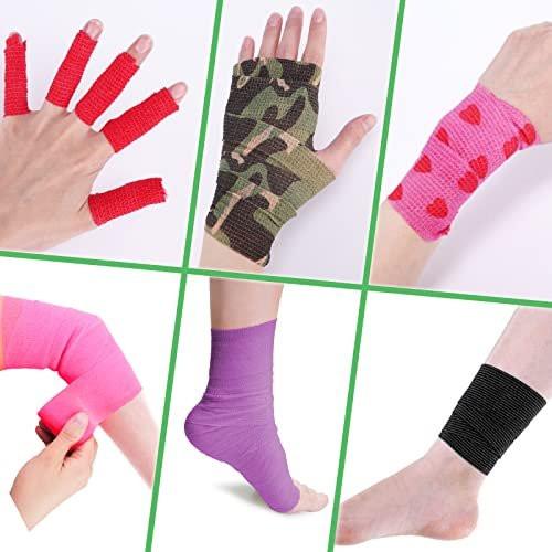 24 Pack Self Adherent Cohesive Bandage Wrap, 2” x 5 Yards Elastic Grip Tape Pink Vet Wrap for Dogs, Flexible Stretch Athletic Bandages Wrap for First Aid Medical, Sports, Ankle, Wrist Sprains - görsel 9