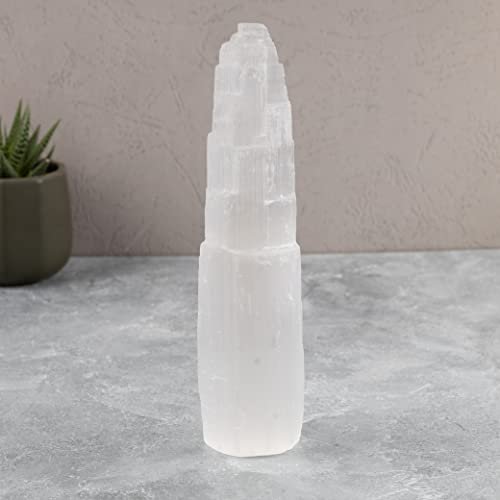 Wish Well Extra Large Selenite Tower – 8” – Home Decor: With its elegant, natural white color and smooth, polished – Image 5