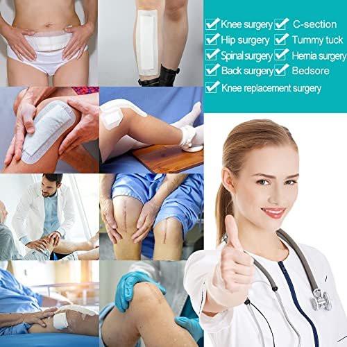 Extra Long Adhesive Island Dressing 10 Pcs, 4"x14" Knee Replacement Surgery Gauze Bandages Wound Breathable Bordered Hip Surgery Back Incision Post Surgical Recovery Individually Wrapped - görsel 9