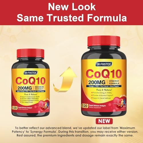 CoQ10 600 mg Softgels CoQ10 Supplement - CQ10 Coenzyme-Q10 w/ Omega 3 & PQQ & Vitamin E Support Heart & Antioxidant, CoQ10 400mg Softgels, 60 Servings - görsel 12