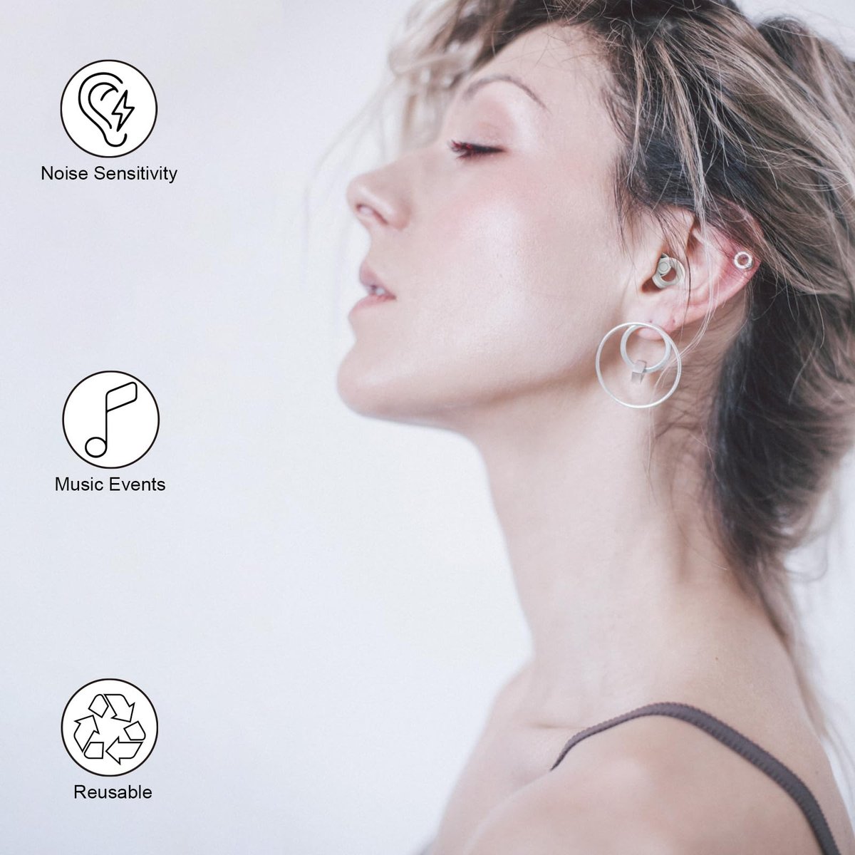 Jayine Ear Plugs for Noise Cancelling Ear Protection EarPlugs for Sleep, Concerts, Work, Study, 8 Size Eartips with Small Box, Perfect -30dB Silicone Earplugs for Noise Reduction - görsel 11