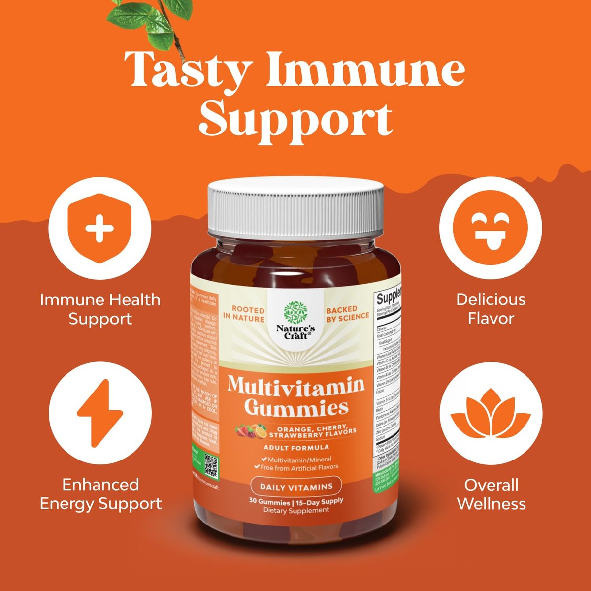 Potent Daily Multivitamin Gummies for Adults - Wellness Blend of Vitamin D A C E B12 Zinc and Biotin - Adult Vitamin Gummy for Energy and Immunity - Non-GMO Gluten Free and Halal Gummies 30 Count - görsel 7