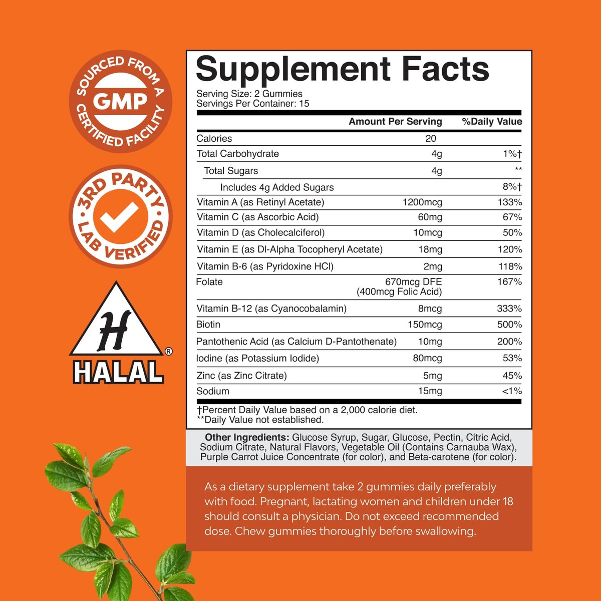 Potent Daily Multivitamin Gummies for Adults - Wellness Blend of Vitamin D A C E B12 Zinc and Biotin - Adult Vitamin Gummy for Energy and Immunity - Non-GMO Gluten Free and Halal Gummies 30 Count - görsel 5
