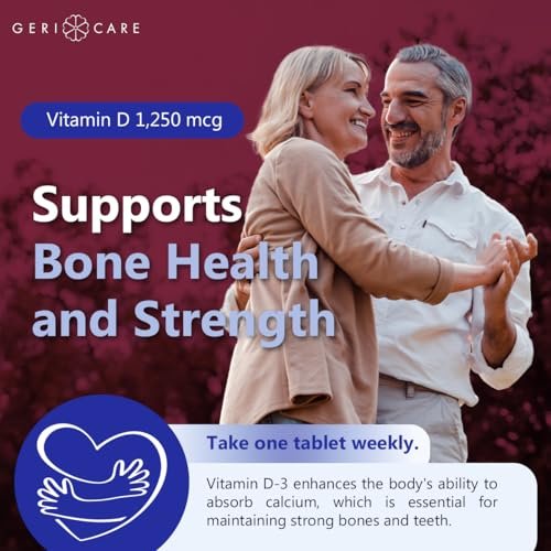 GeriCare Vitamin D 1,250mcg (50,000 IU) High Potency, Supports Bone Density, Muscle Health, Immune Function, and Calcium Absorption, Once-A-Week Dietary Supplement, 12 Count (Pack of 1) - görsel 6