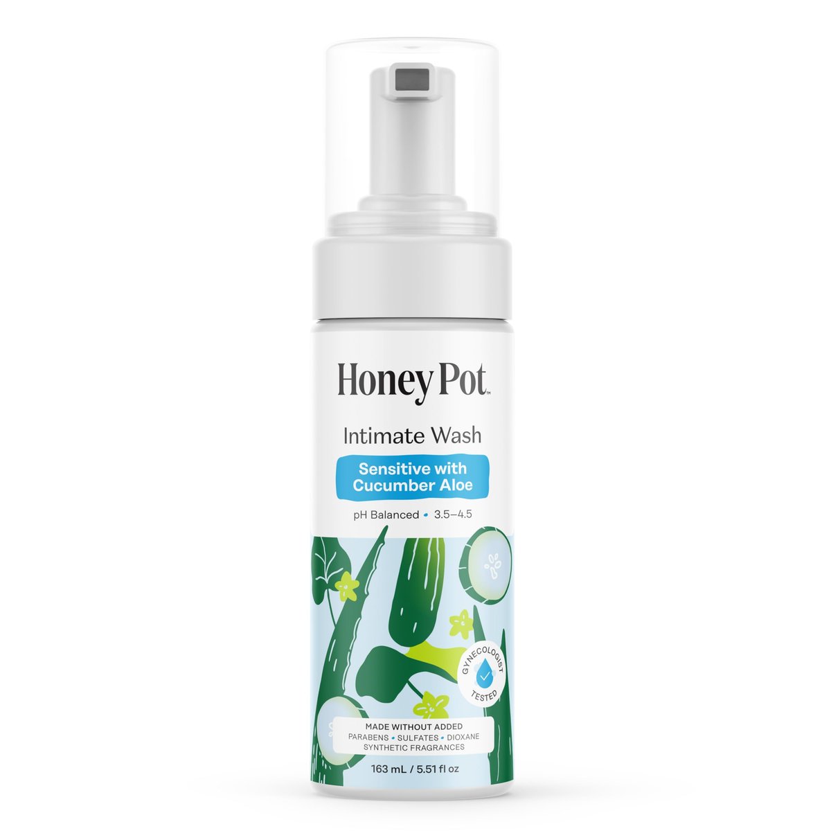 The Honey Pot Company - Feminine Wash - Herbal Infused - Sensitive Skin Types - PH Balanced Plant Based Hygiene Products - Sensitive w/Cucumber Aloe - 5.51 Fluid Oz. - görsel 1