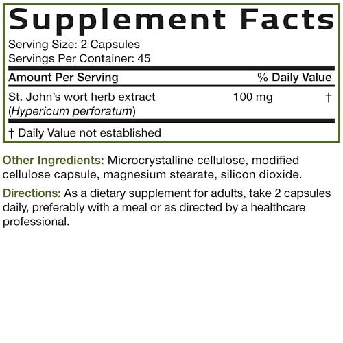 Bronson St. John's Wort 700 MG per Serving Hypericum Perforatum Supports a Positive Mood - Non-GMO, 90 Vegetarian Capsules - görsel 7
