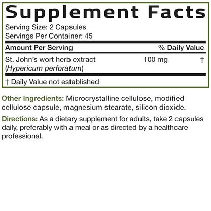Bronson St. John's Wort 700 MG per Serving Hypericum Perforatum Supports a Positive Mood - Non-GMO, 90 Vegetarian Capsules