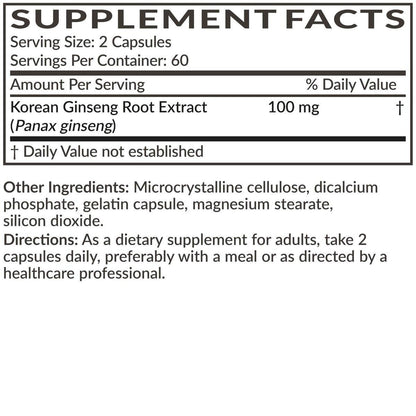 Futurebiotics Korean Panax Ginseng Energy, Memory & Brain Health Support, Non-GMO, 120 Capsules