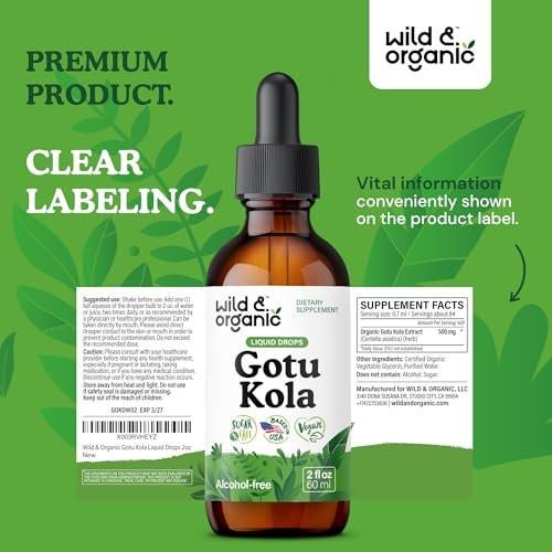 Wild & Organic Gotu Kola Herb Tincture - Brain Support - Gotu Kola Liquid Extract Drops - Vegan, Sugar & Alcohol-Free Centella Asiatica Supplement - 2 fl oz - görsel 5