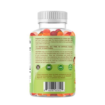 Vitamatic Kids Prebiotic Fiber Gummies – Extra Strength 4g Fiber – Zero Sugar Added – 60 Pectin-Based Gummies – Digestive Health & Regularity Support
