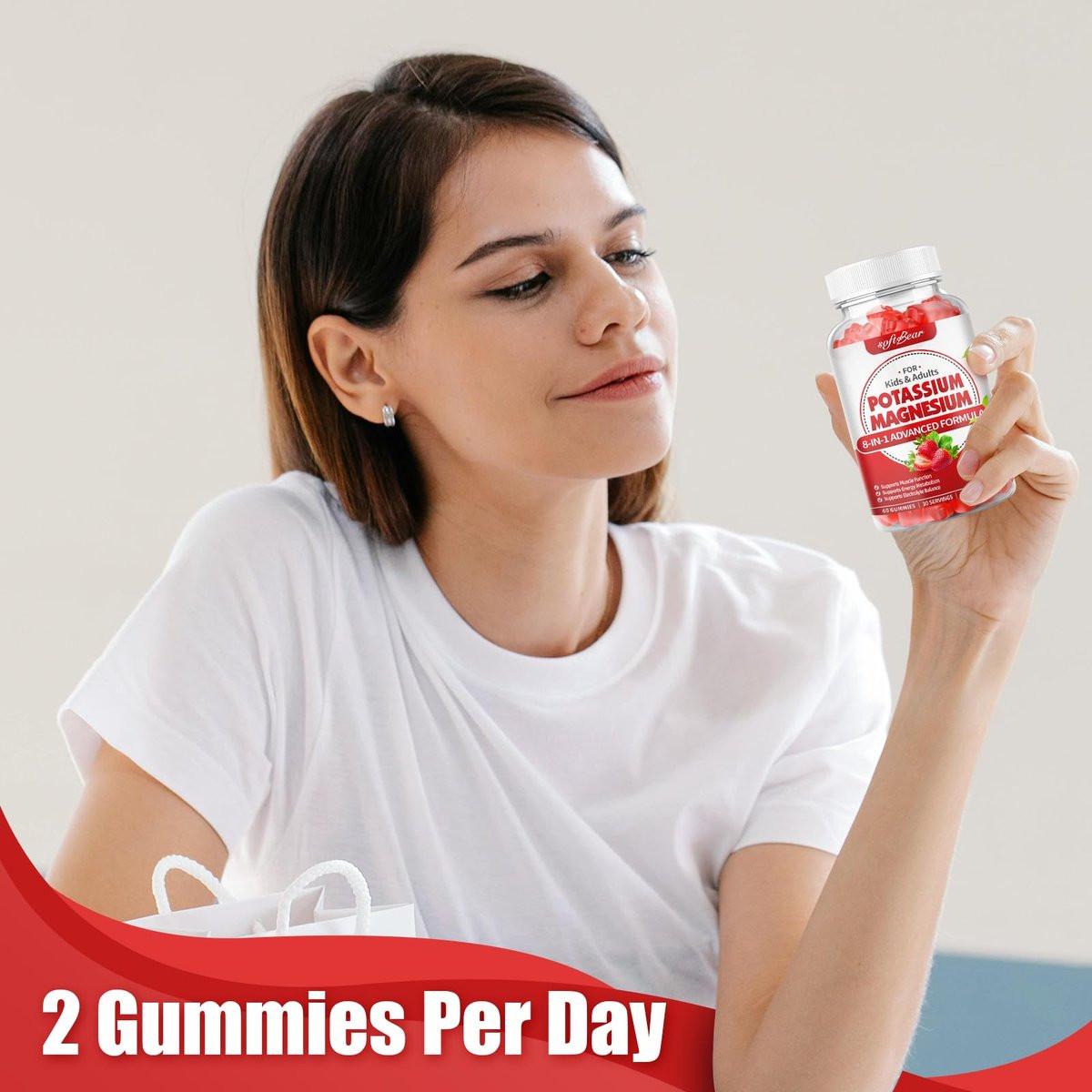 softbear Potassium Gummies for Adults, High Absorption Magnesium Potassium Supplement with Vitamin B6 for Leg Cramps & Muscle Health Sugar-Free Vegan Strawberry 60 Gummies - görsel 13