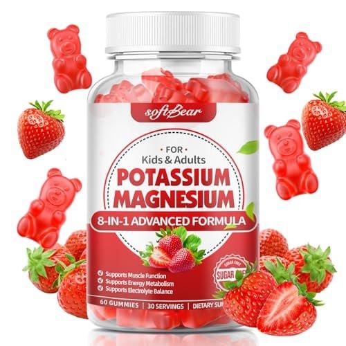 softbear Potassium Gummies for Adults, High Absorption Magnesium Potassium Supplement with Vitamin B6 for Leg Cramps & Muscle Health Sugar-Free Vegan Strawberry 60 Gummies - görsel 2