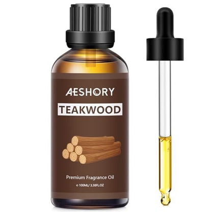 Teakwood Fragrance Oil 3.38FL.OZ - Aromatherapy Essential Oils for Diffusers for Home, Teakwood Scented Oils for Massage, Soap Candle Making Scents - 100ML