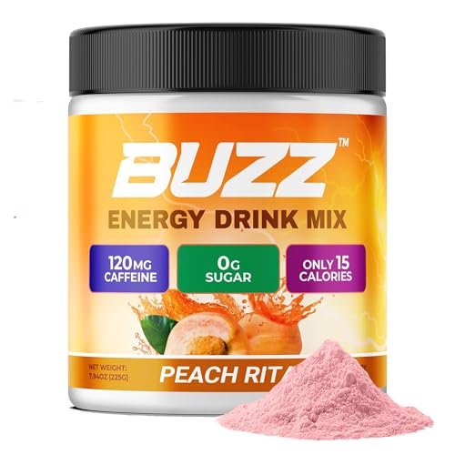 Morning Buzz Energy Drink Powder - Sugar Free Energy Drink Mix - Pre Workout Drink Mix with 18 Vitamins & Minerals, No Jitters, No Crash - Gluten Free, No Artificial Dye, Original Peach Rita Flavor - görsel 9