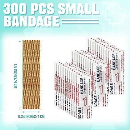 Weewooday 300 Pcs Small Bandage Bulk Nose Bandage Fabric Adhesive Bandages Flexible Breathable Bandages Fabric Bandages for Small Wound Protection Care (0.34 x 1.6 Inch)