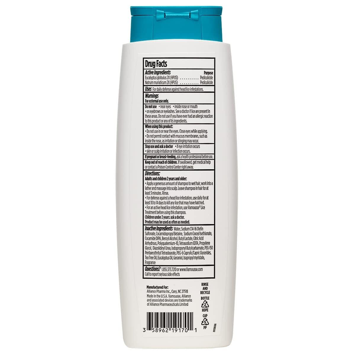 Vamousse Head Lice Defense Daily Shampoo, Homeopathic Pesticide-Free Formula with Tea Tree Oil, After Exposure Defense for Kids & Family, Paraben, Sulfate & Dye Free, 13.5 Oz - görsel 9
