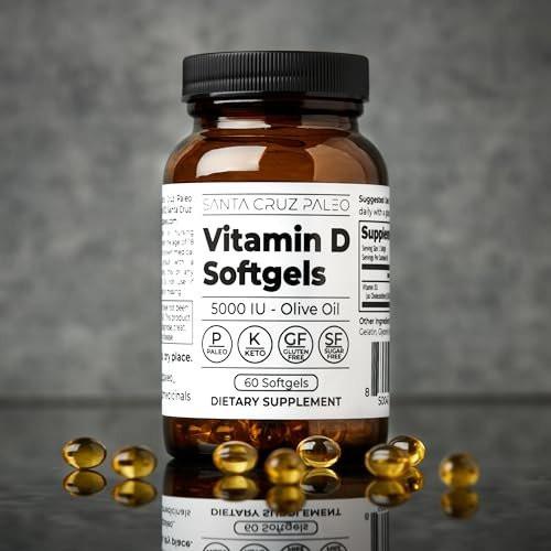Santa Cruz Paleo Vitamin D3 5000 IU Softgels, Daily Supplement with Olive Oil for Men and Women, Formulated for Absorption, Supports Bone Health, Gluten Free, Sugar Free, Paleo, Keto, 60 Count - görsel 13
