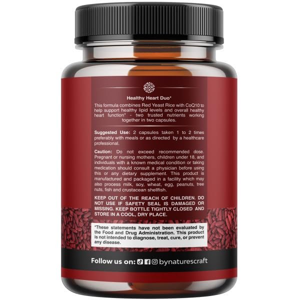 Natures Craft Red Yeast Rice with CoQ10 – Non-GMO & Gluten-Free: Formulated without genetically modified – Image 4