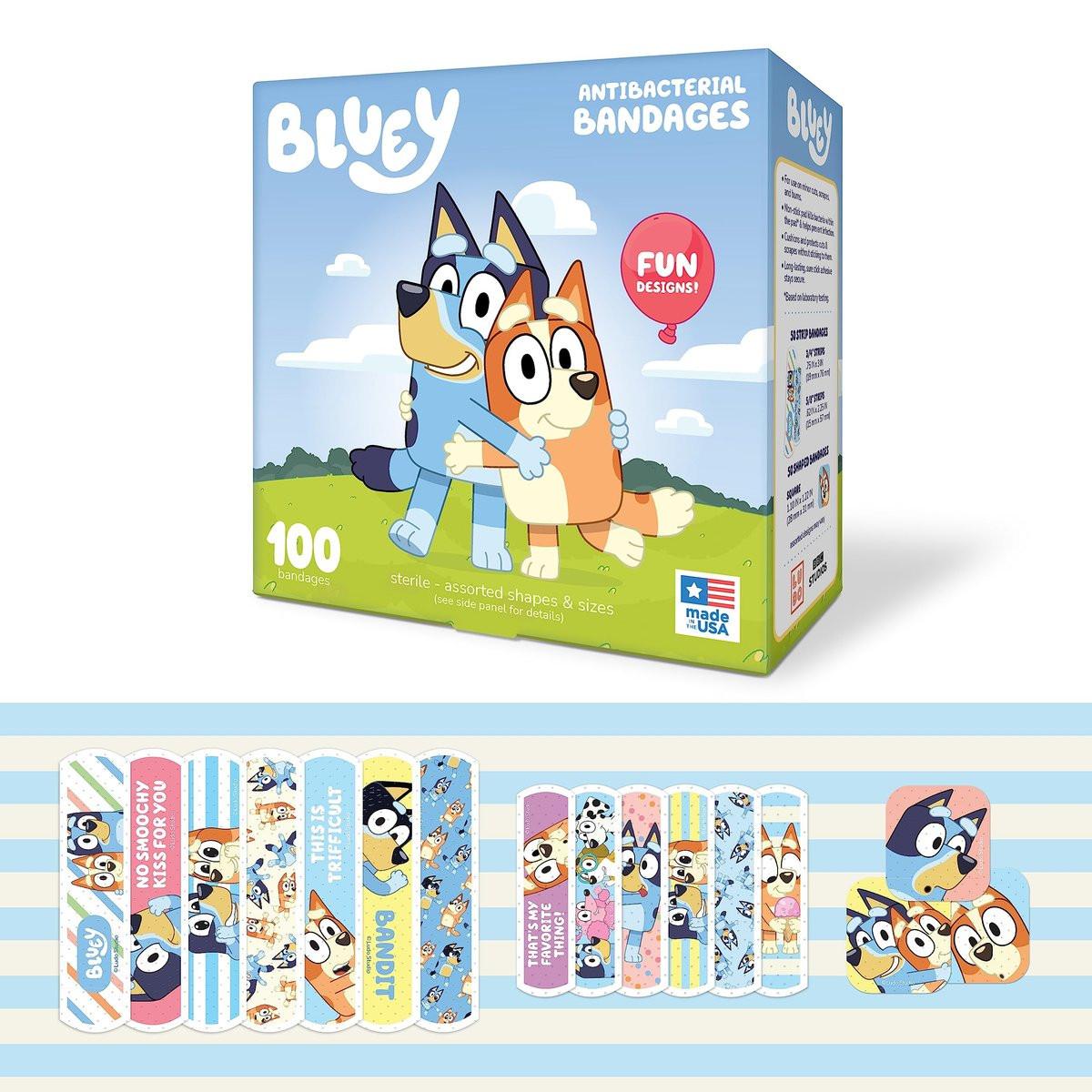Bluey Kids Bandages, 3 Assorted Sizes 100 CT | Wear Like Stickers, Flexible Adhesive Bandages for Minor Cuts, Scrapes, and Burns. Great Gift Idea and Stocking Stuffer - görsel 10