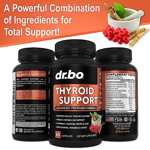 Thyroid Support for Women & Men Supplement - Natural Metabolism, Mood & Energy Enhancer with L-Tyrosine Selenium Iodine Zinc Bladderwrack Kelp & Ashwagandha Thyroid Supplement Complex Vitamin 60 Pills - görsel 7