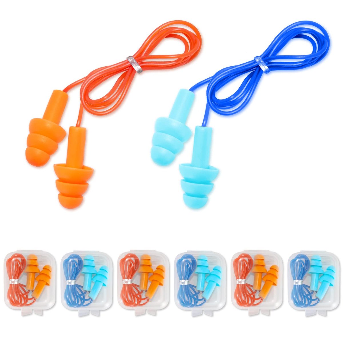 Ear Plugs for Swimming, Soft Ear Plugs for Sleeping Noise Cancelling, Reusable Ear Plugs for Noise Reduction, Ear Protection, Silicone Earplugs for Swimming, Sleeping, Snoring, Work, Concerts, 6 Pairs - görsel 1