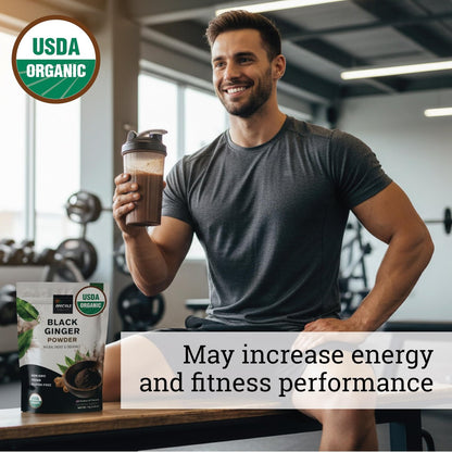 INCAS 100% USDA Organic Thai Black Ginger Powder for Men 2.65 Ounce from Thailand Non GMO Verified Herbal Supplement for Natural Energy & Endurance