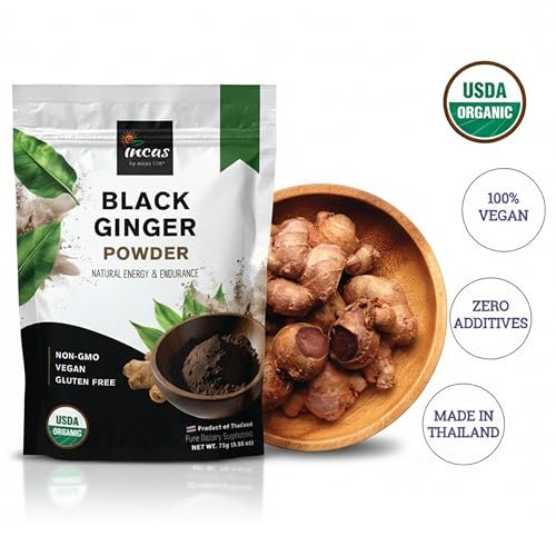 INCAS 100% USDA Organic Thai Black Ginger Powder for Men 2.65 Ounce from Thailand Non GMO Verified Herbal Supplement for Natural Energy & Endurance - görsel 8