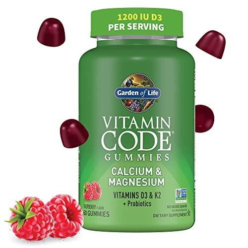 Garden of Life Vitamin Code Calcium Magnesium Gummies with D3 & K2, Supports Bone Health & Bone Strength + Prebiotics & Probiotics for Digestive Support, Non-GMO, Gluten-Free, 60 Raspberry Gummies - görsel 4