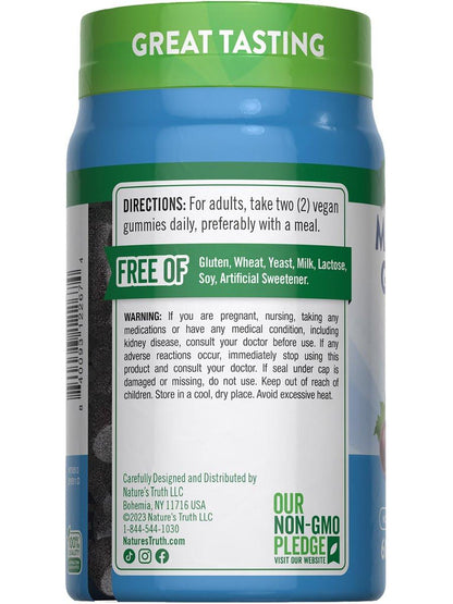 Nature's Truth Magnesium Glycinate Gummies for Adults | 200mg | 60 Count | Vegan, Non-GMO & Gluten Free Supplement | Grape Flavor