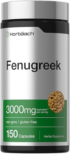 Horbäach Fenugreek Capsules | 150 Count | Non-GMO & Gluten Free Extract | Fenugreek Seeds