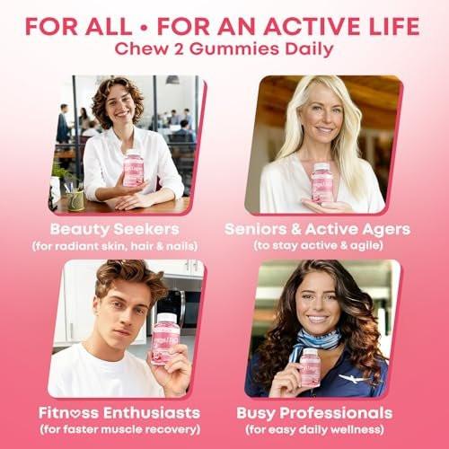 Collagen Peptide Gummies for Women & Men Sugar Free, Hydrolyzed Collagen with Biotin for Hair Skin Nails Digestion, Multi Collagen Protein Type I II III V X with Hyaluronic Acid & Vitamin C, 60 Count - görsel 9