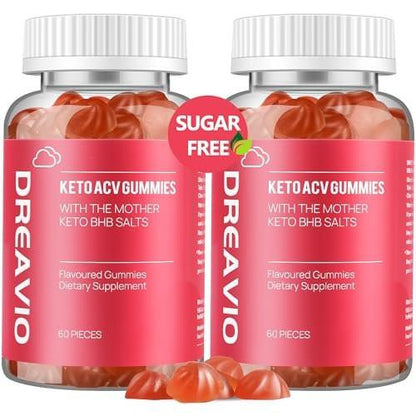 DREAVIO 1000mg Sugar Free Apple Cider Vinegar Gummies | 120 Count Keto ACV Gummies for Weight Loss, Vegan Apple Cider Vinegar with Mother for Adults, Women & Men, 2-Month Supply