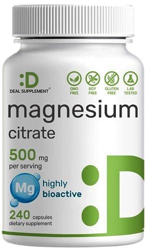 DEAL SUPPLEMENT Magnesium Citrate 500mg, 240 Capsules | Easily Absorbed, Purified Trace Mineral – One a Day, Non-GMO - görsel 8